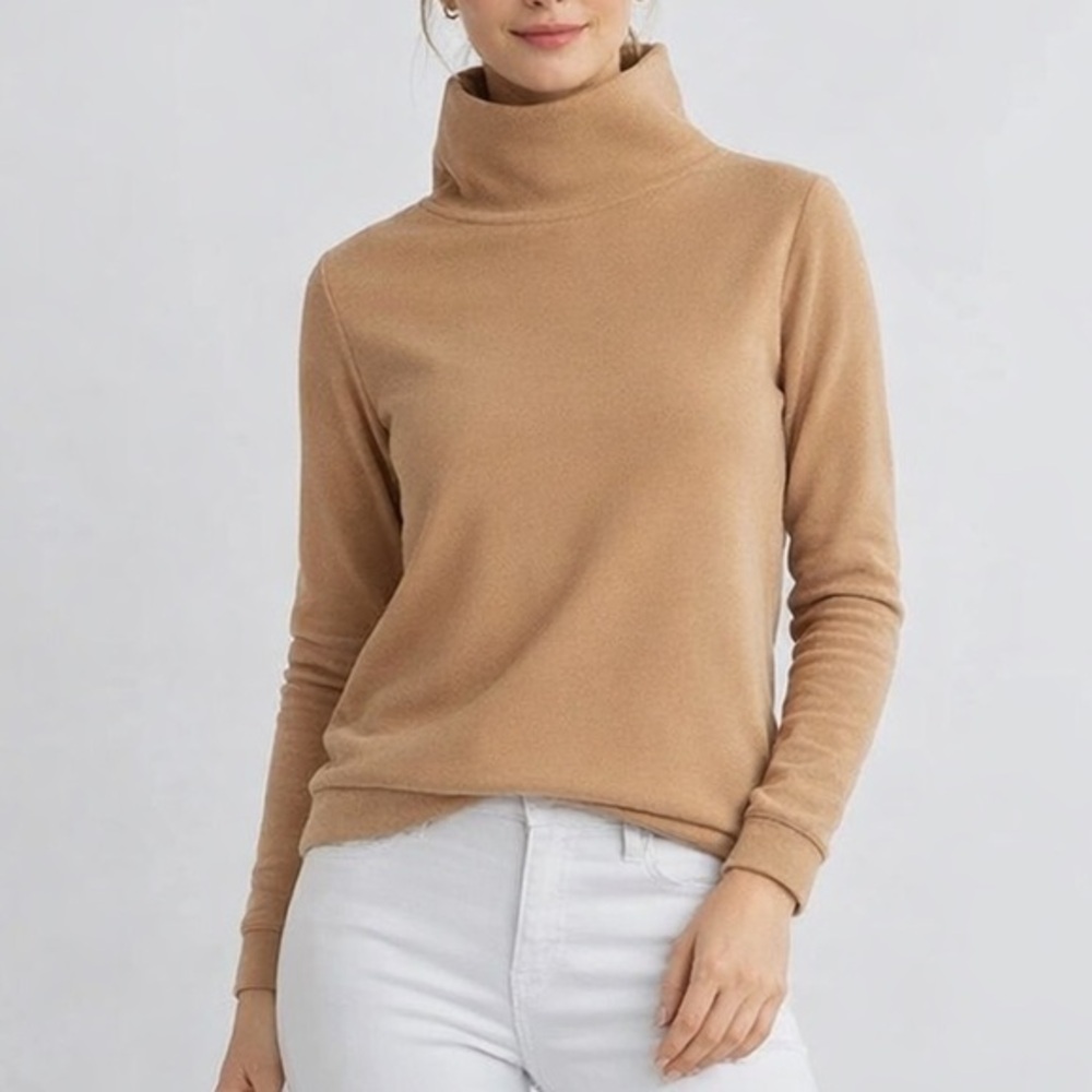 Dudley Stephens Park Slope Fleece Women’s Medium‎ Camel Pullover Funnel Neck
